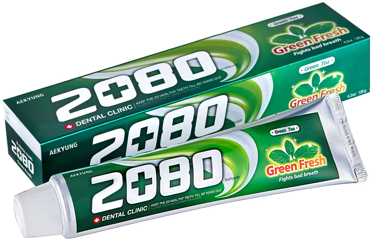 2080 Зубная паста с зелёным чаем Dental Clinic Green Fresh Toothpaste