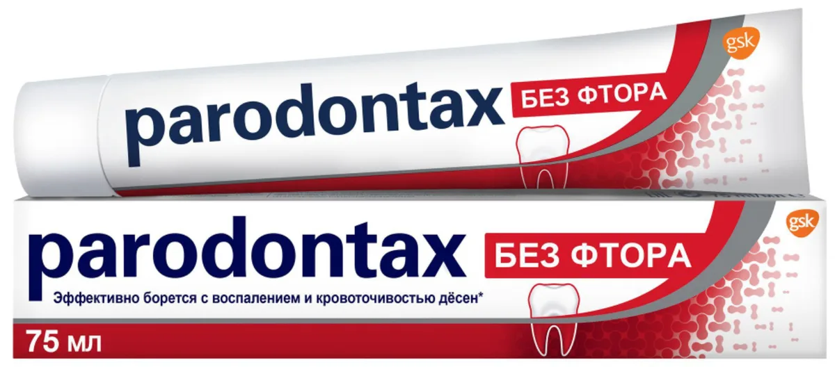 Parodontax Зубная паста без фтора, укрепление десен, защита от кариеса, 75 мл