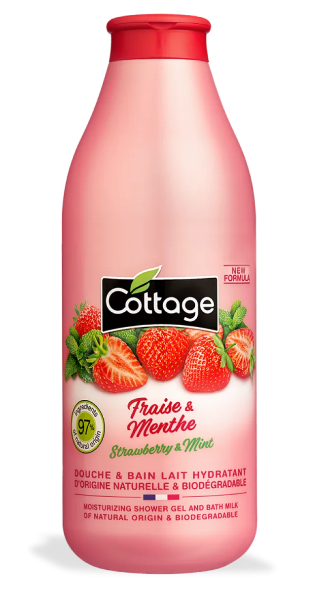 Cottage Молочко для душа Клубника & Мята, увлажняющее, 750 мл