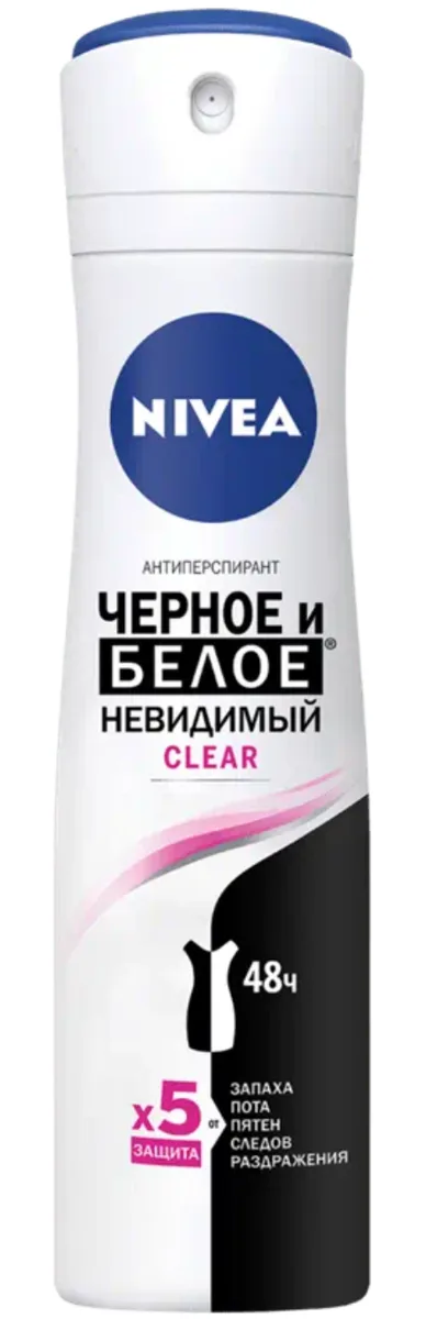Nivea Черное и Белое Невидимый Clear Антиперспирант-спрей 150 мл