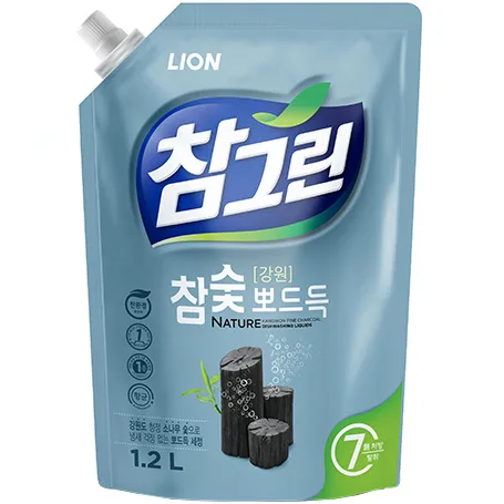 Lion Средство для мытья посуды Древесный уголь рефил, 1,2 л