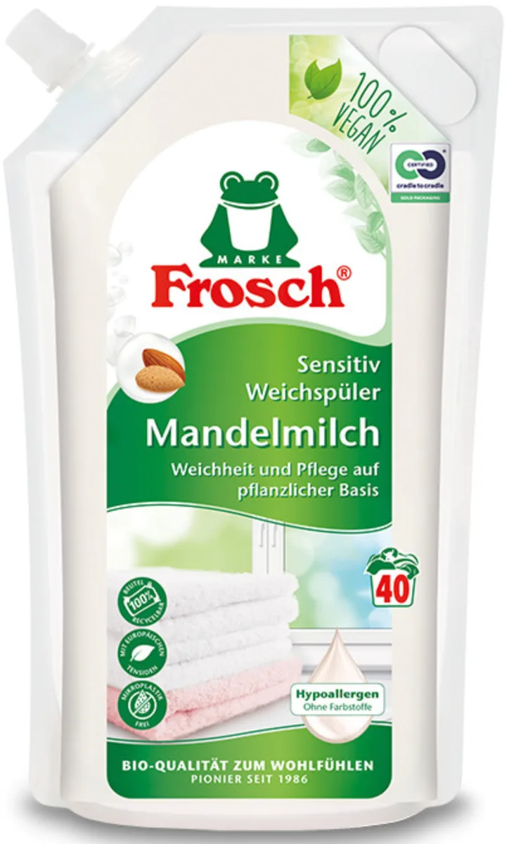 Frosch Концентрированный ополаскиватель для белья Миндальное молочко 1л