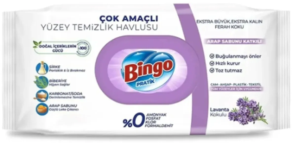 Bingo Pratik Многоцелевые Влажные Салфетки для Поверхностей с Ароматом Лаванды 96 шт
