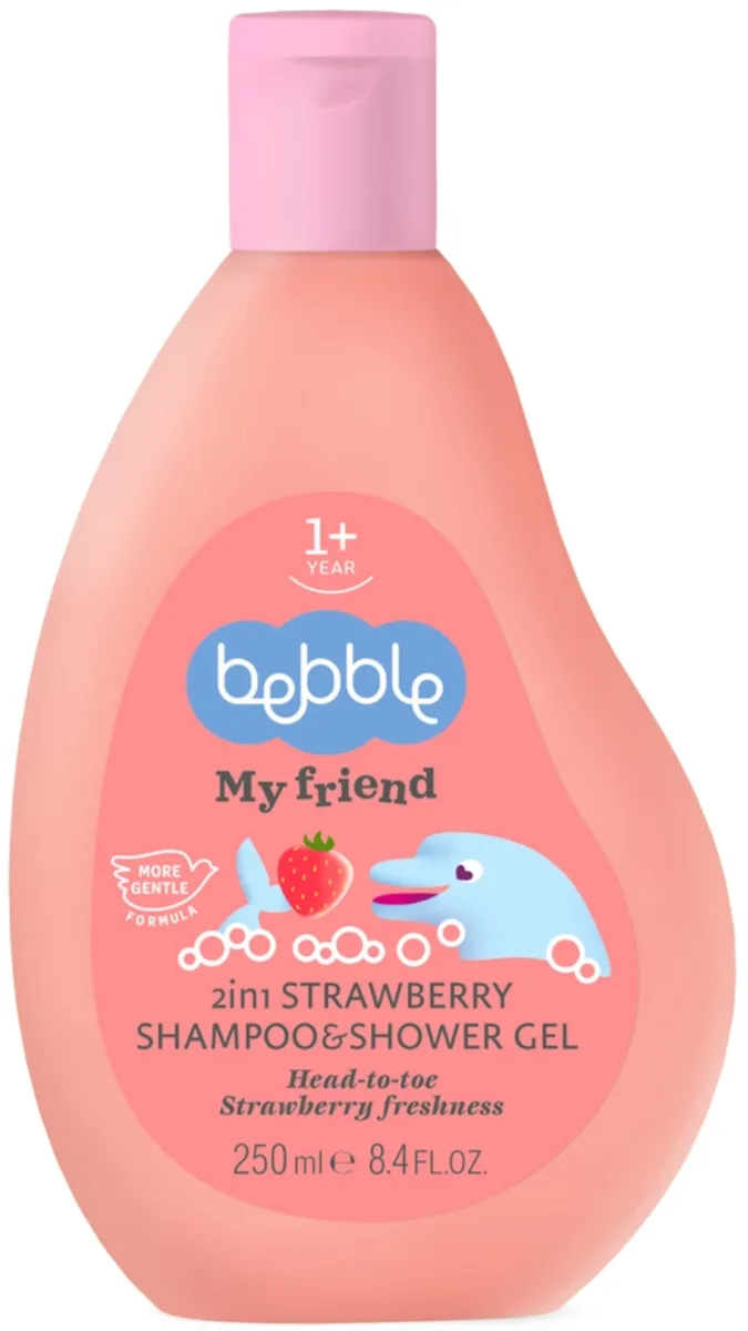 Bebble my friend шампунь и гель для душа 2в1с ароматом клубники, 250 мл