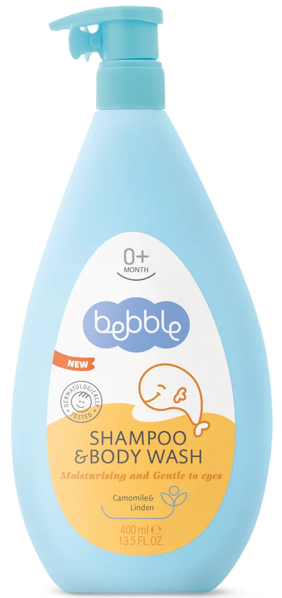 Bebble шампунь для волос и тела детский с ромашкой и липой 0+, 400 мл