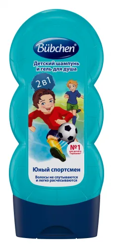Bubchen Детский шампунь и гель для душа 2в1 Юный спортсмен 3+, 230 мл