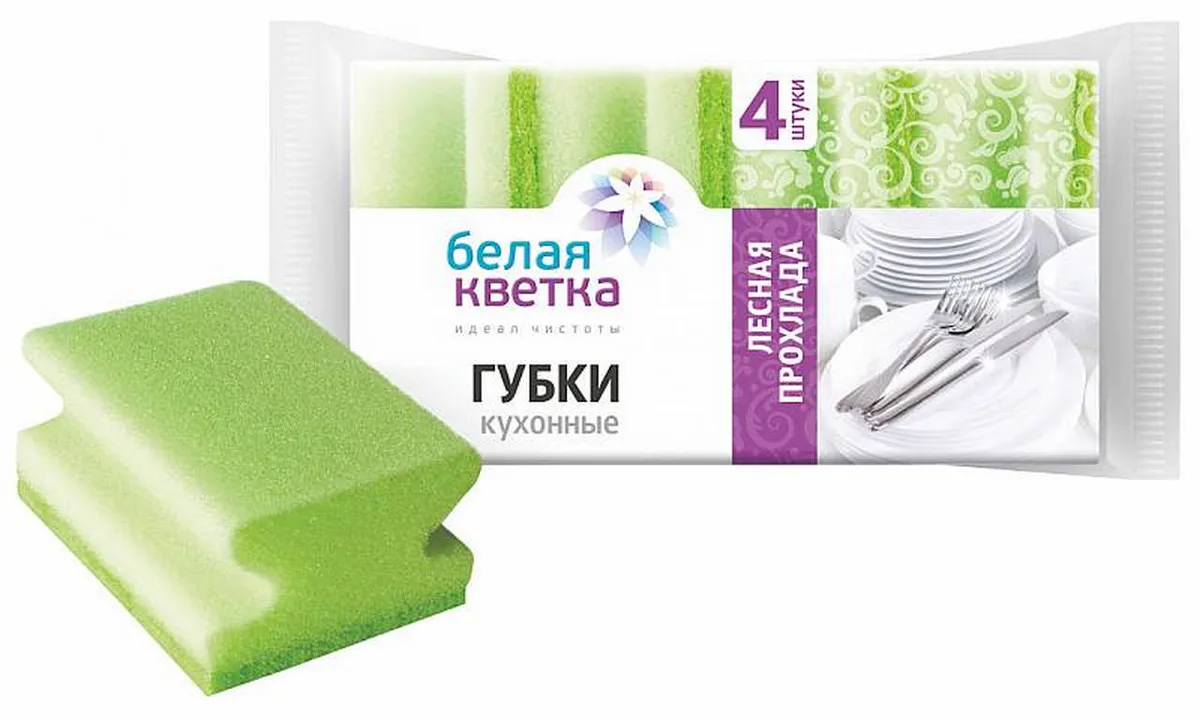 Белая кветка Губки кухонные Лесная прохлада 4шт профиль