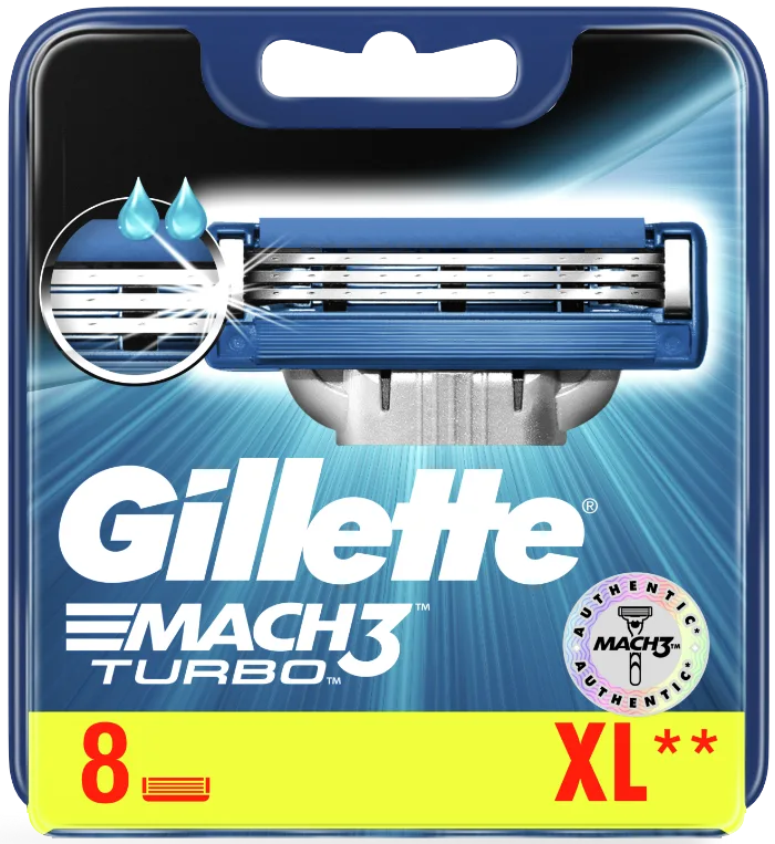 Gillette Сменные кассеты для бритья Mach 3 Turbo, 8 шт