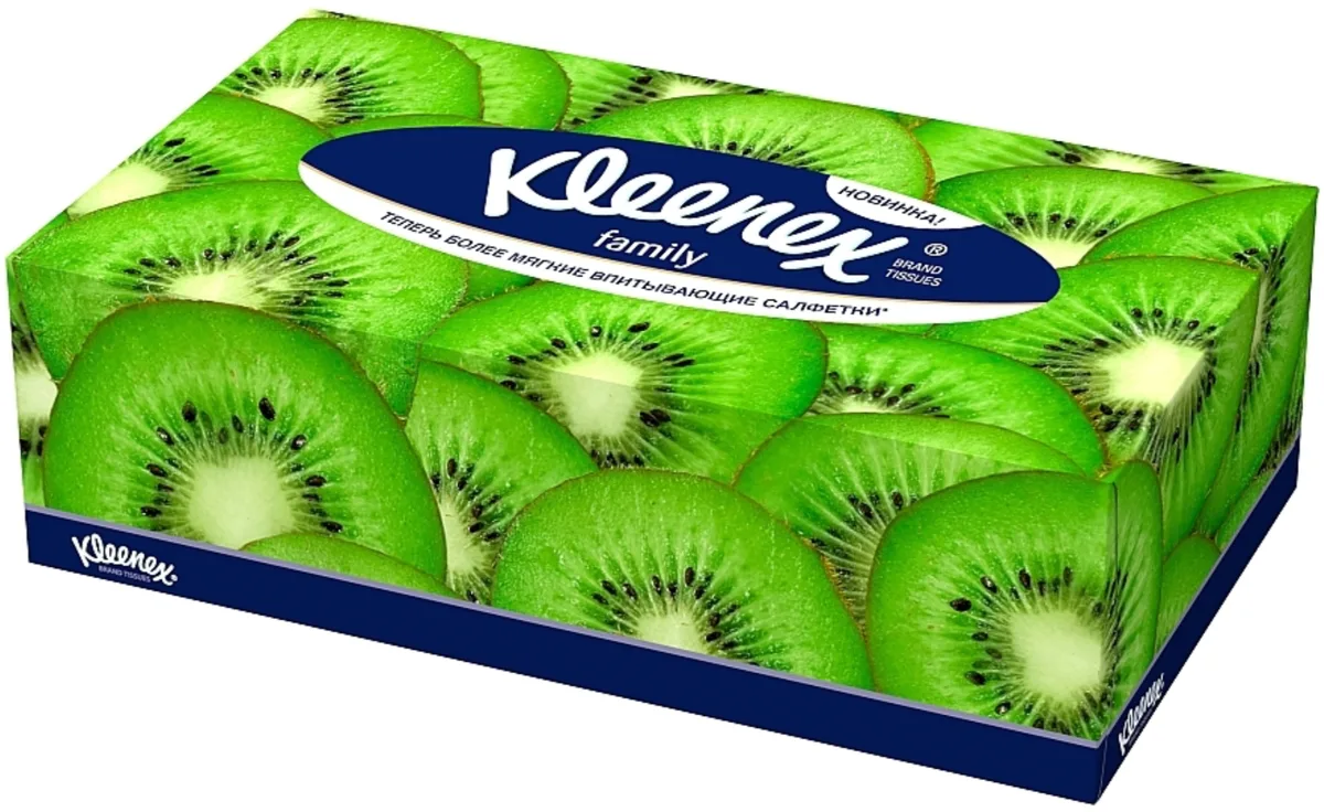 Kleenex Бумажные салфетки в коробке универсальные "Family", 150шт, киви