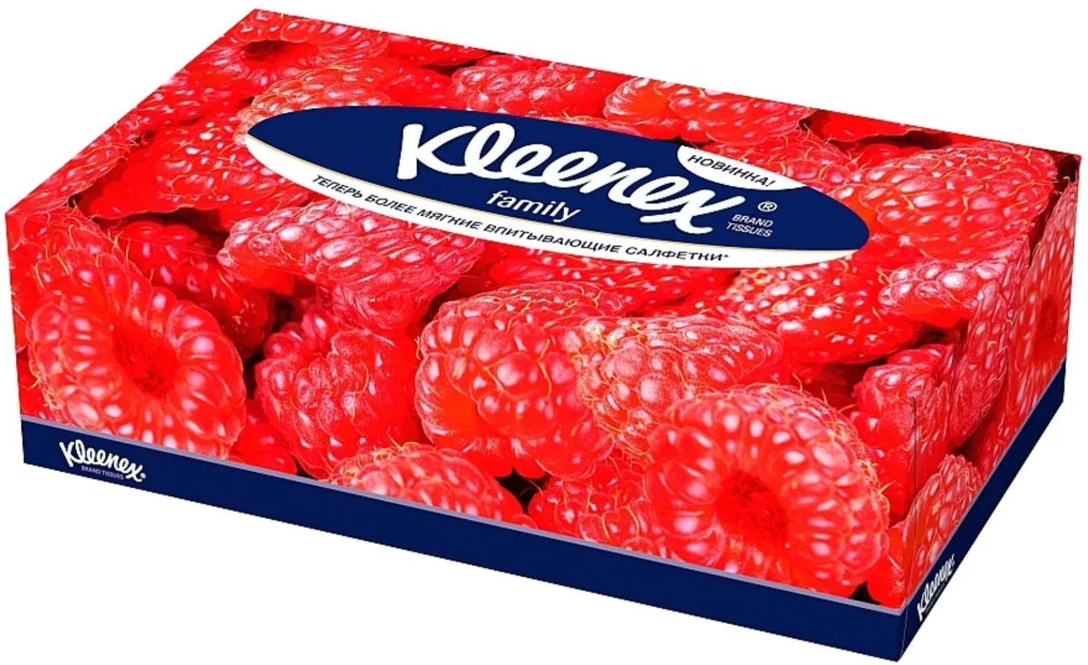 Kleenex Бумажные салфетки в коробке универсальные "Family", 150шт, малина