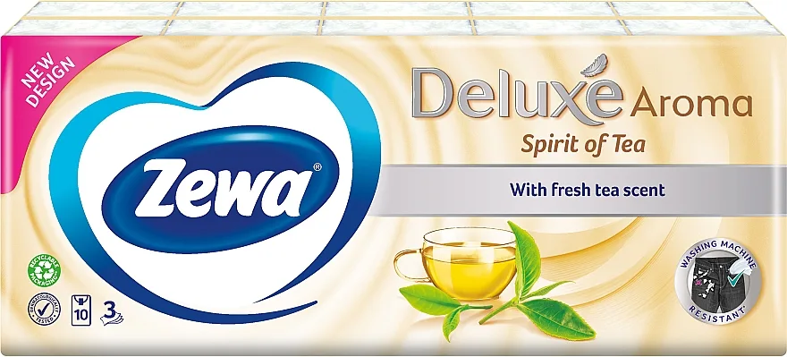 Zewa Deluxe Носовые платки бумажные с ароматом зеленого чая, трехслойные