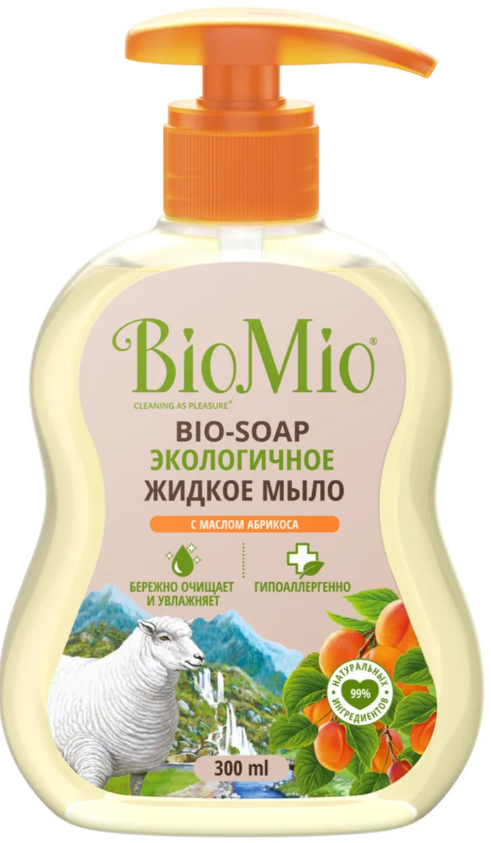 BioMio Эко жидкое мыло BIO-SOAP с маслом абрикоса, с дозатором, 300 мл