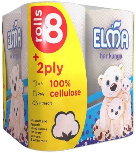 Elma туалетная бумага 2 слоя , 8 рулонов