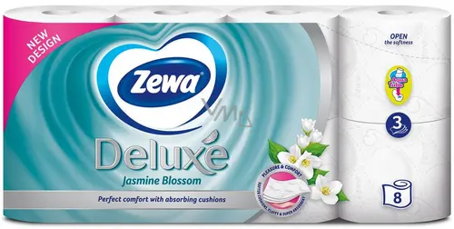 Zewa Deluxe Жасмин 3 слоя, 8 рулонов, 145 отрывов в рулоне
