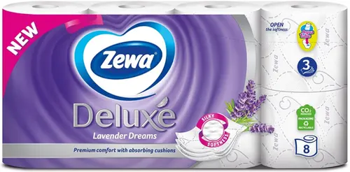 Zewa Deluxe Лаванда 3 слоя, 8 рулонов, 145 отрывов в рулоне
