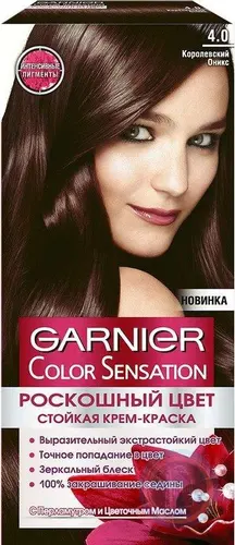 Garnier Стойкая крем-краска для волос Color Sensation, оттенок 4.0, Королевский оникс, 110 мл