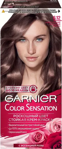 Garnier Стойкая крем-краска для волос Color Sensation, оттенок 6.12, Сверкающий холодный мокко, 110 мл