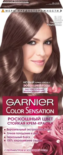 Garnier Стойкая крем-краска для волос Color Sensation, оттенок 6.12, Сверкающый Холодный Мокко, 110 мл