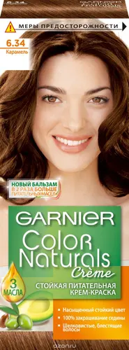 Garnier Стойкая питательная крем-краска для волос "Color Naturals", оттенок 6.34, Карамель
