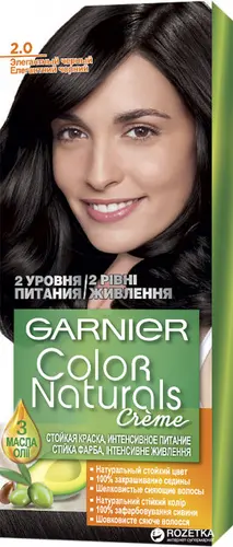 Garnier Стойкая питательная крем-краска для волос Color Naturals, оттенок 2.0, Элегантный черный 110 мл