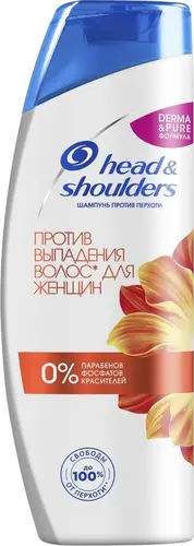 Head&Shoulders Шампунь против перхоти Derma&Pure Против выпадения волос для женщин , 360 мл