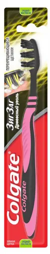 Зубная щетка Colgate ЗигЗаг с древесным углем средняя жесткость, 1 шт
