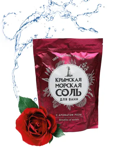 Крымская морская соль для ванн, с ароматом розы, 1100 гр