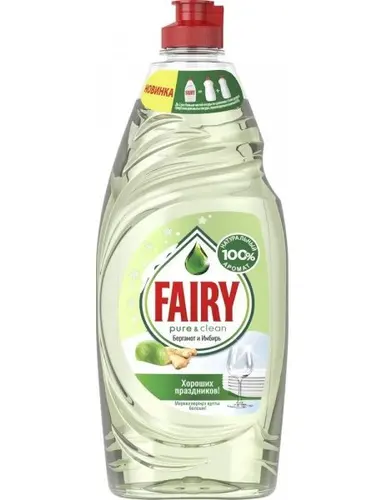 Fairy Средство для мытья посуды Pure & Clean Бергамот и Имбирь, 650 мл
