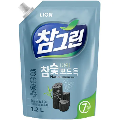 Lion Средство для мытья посуды Древесный уголь рефил, 1,2 л