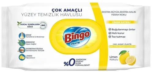 Bingo Pratik Многоцелевые Влажные Салфетки для Поверхностей с Ароматом Лимона  96 шт