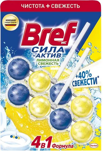 Bref Средство чистящее для унитаза "Сила-актив", лимонная свежесть, 2 х 50 г