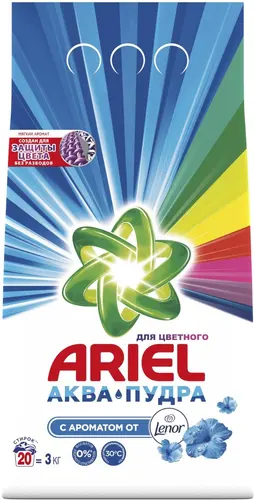 Ariel Аквапудра Для цветного с ароматом Ленор Стиральный порошок ,3 кг (20 стирок)