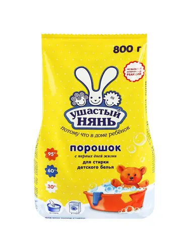 Ушастый нянь Стиральный порошок детский, гипоаллергенный 0+ , автомат, 800 гр