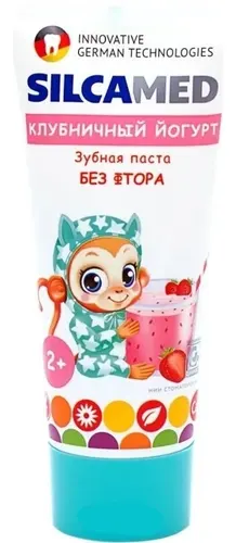 SILCAMED Детская зубная паста КЛУБНИЧНЫЙ ЙОГУРТ 2+, 65 г.