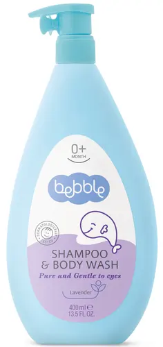 Bebble шампунь для волос и тела детский с лавандой 0+, 400 мл