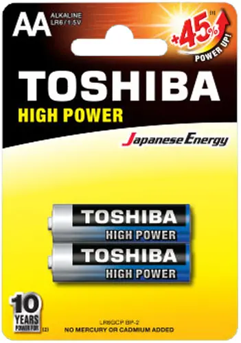 Батарейки Toshiba High Power Alkaline LR6GCP BP-2, блистер 2 шт.