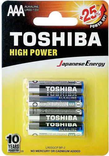Батарея TOSHIBA High Power Alkaline AAA LR6GCP BP-4 блистер 4шт