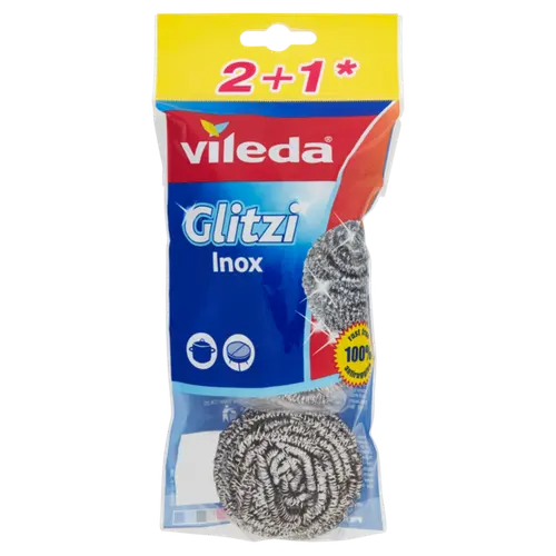 Vileda Губка для мытья посуды "Inox", металлическая, 2+1 шт
