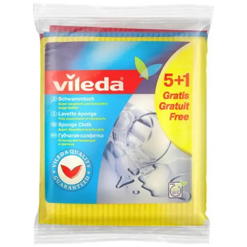 Vileda Салфетка губчатая 5 штук+1