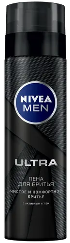 Nivea Men Черная пена для бритья Ultra, 200 мл