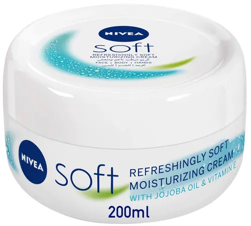 Nivea Soft Интенсивный увлажняющий крем, для лица, рук и тела, с маслом жожоба и витамином Е, 200 мл (Дубай)