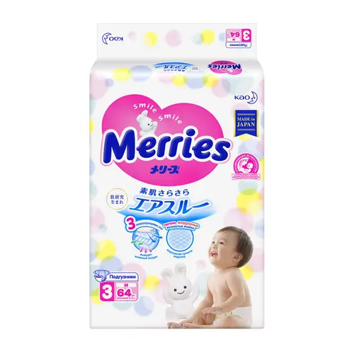 Merries Подгузники  М (6-11 кг) 64 шт