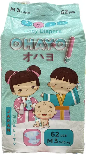 Ohayo Подгузники M размер 5-10кг, 62шт