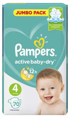 Pampers active baby dry 4 подгузники, 70 шт