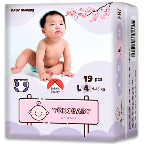 Yokobaby подгузники L 19 шт