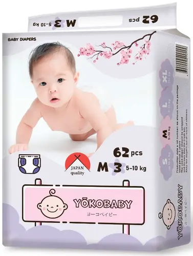 Yokobaby подгузники M 62шт
