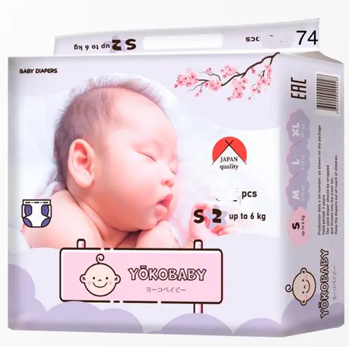 YokoBaby подгузники S, 74 шт
