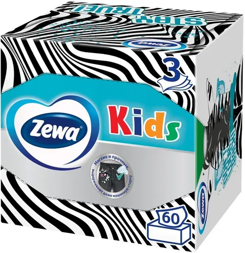 Zewa Kids Салфетки бумажные в коробке, 3 слоя, 60 штук