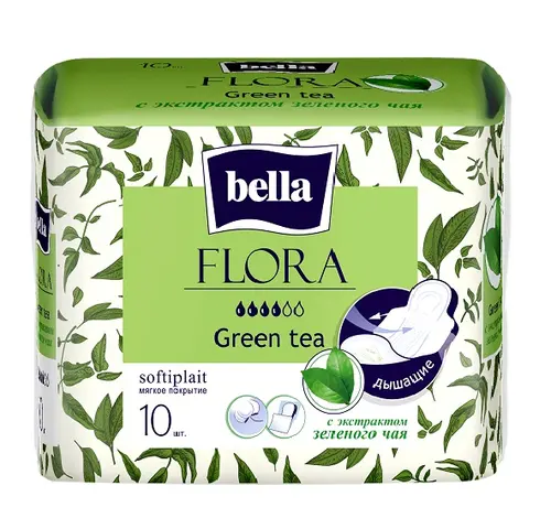 Bella flora прокладки с экстрактом зелёного чая ,10 шт