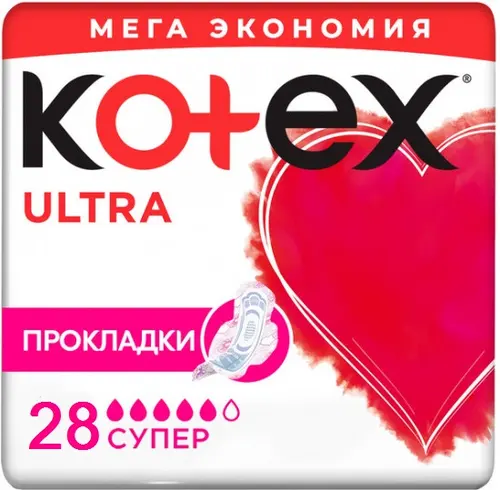 Kotex Ultra супер ультратонкие прокладки, 4 капли, 28 шт